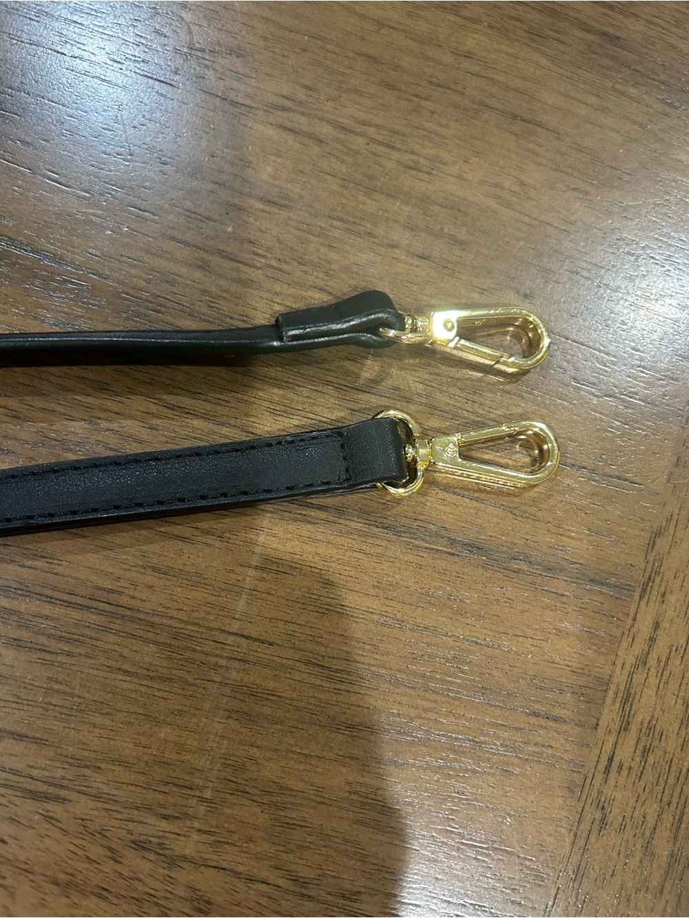 Steve Madden Authentic Black Leather Bag Strap with Gold Clips, new